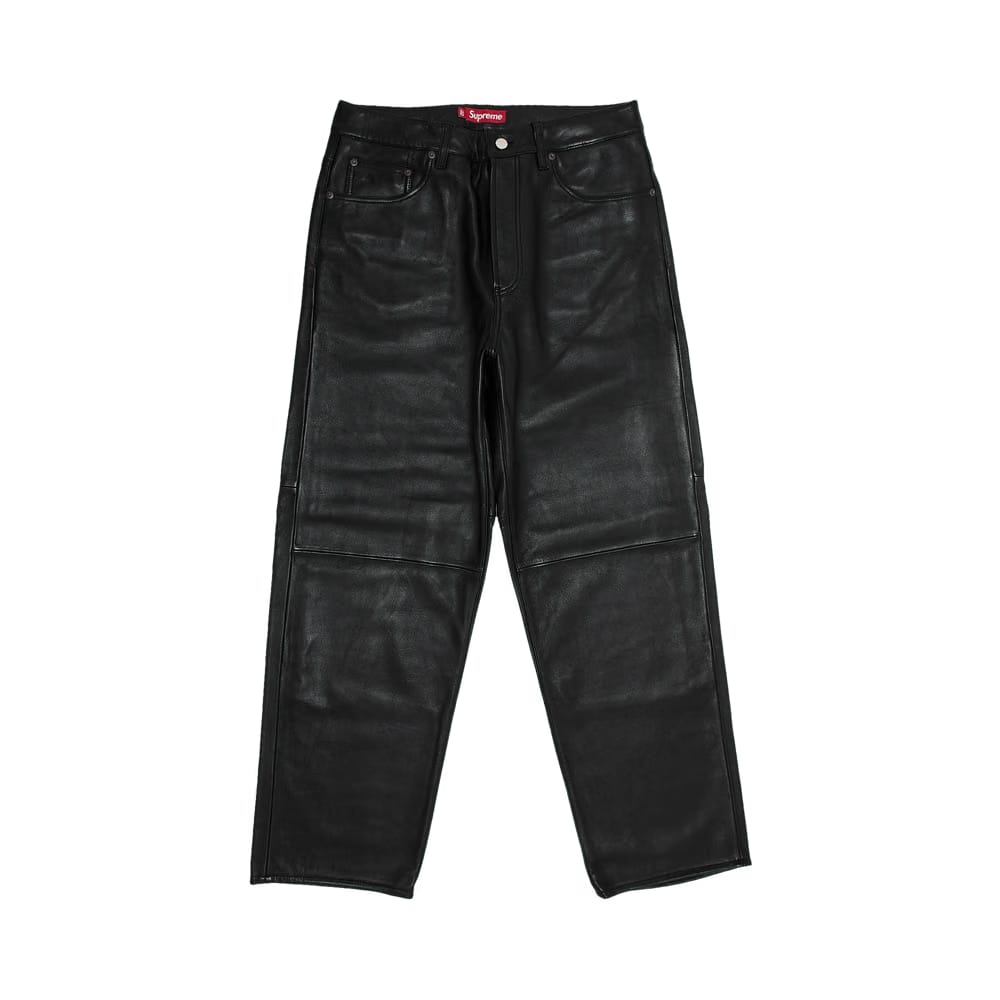 Supreme Leather Baggy 5-Pocket Jean Black