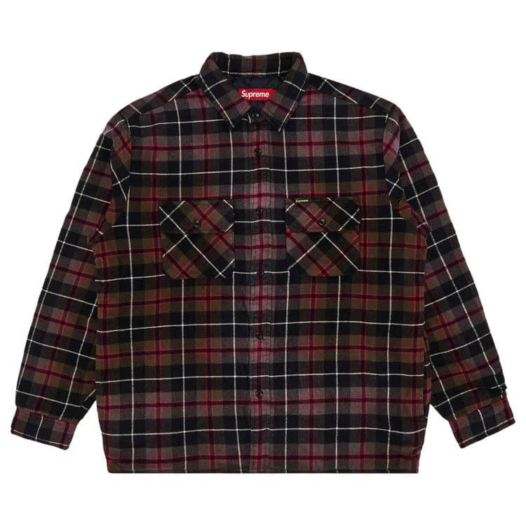 Supreme Quilted Plaid Shirt Grey