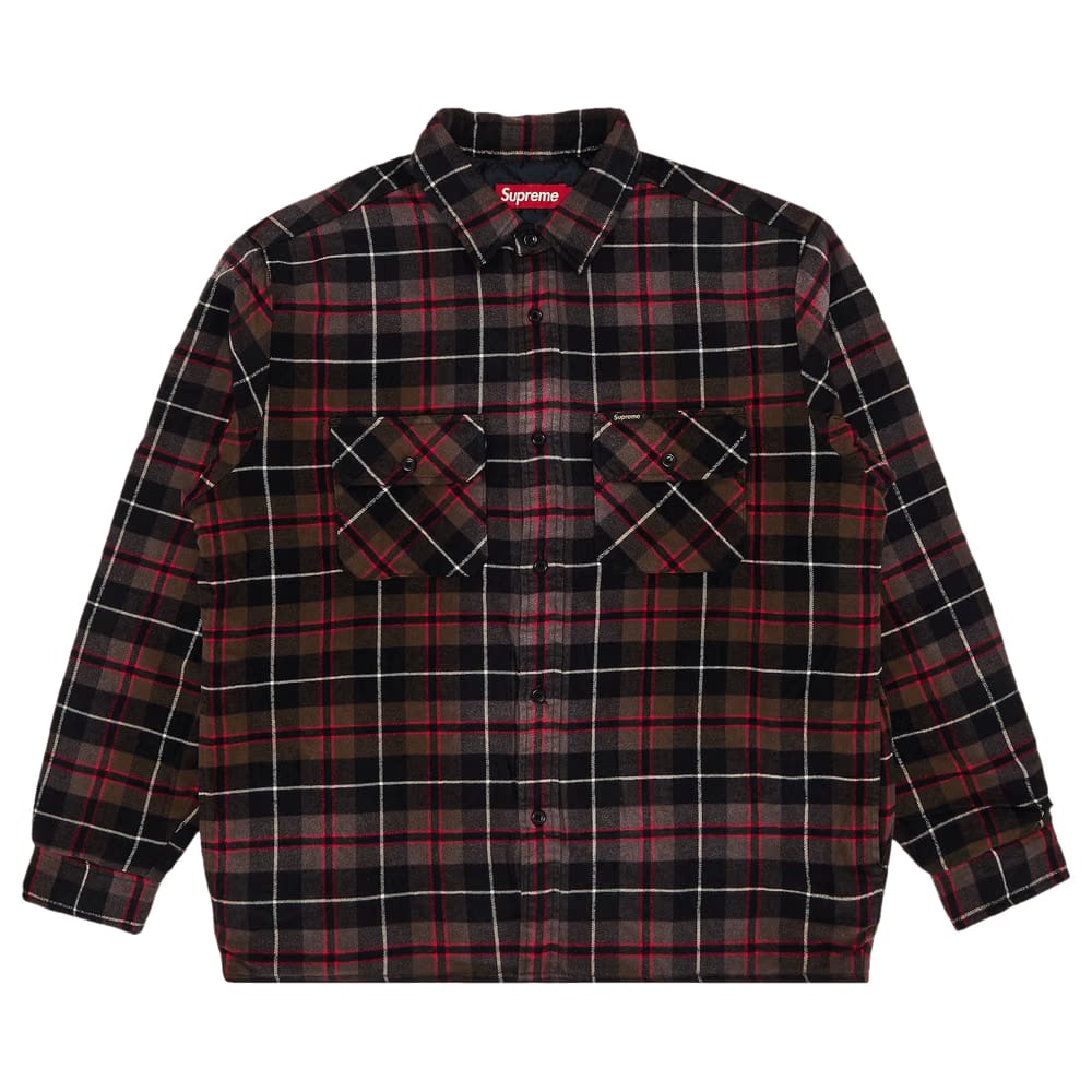 Supreme Quilted Plaid Shirt Grey