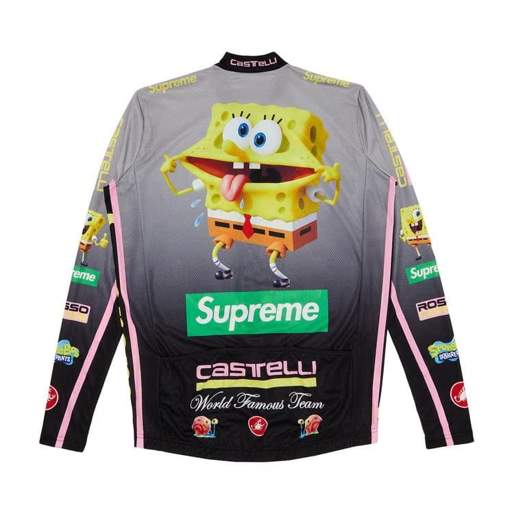 Supreme x Spongebob Squarepants x Castelli Long-Sleeve Cycling Jersey Black