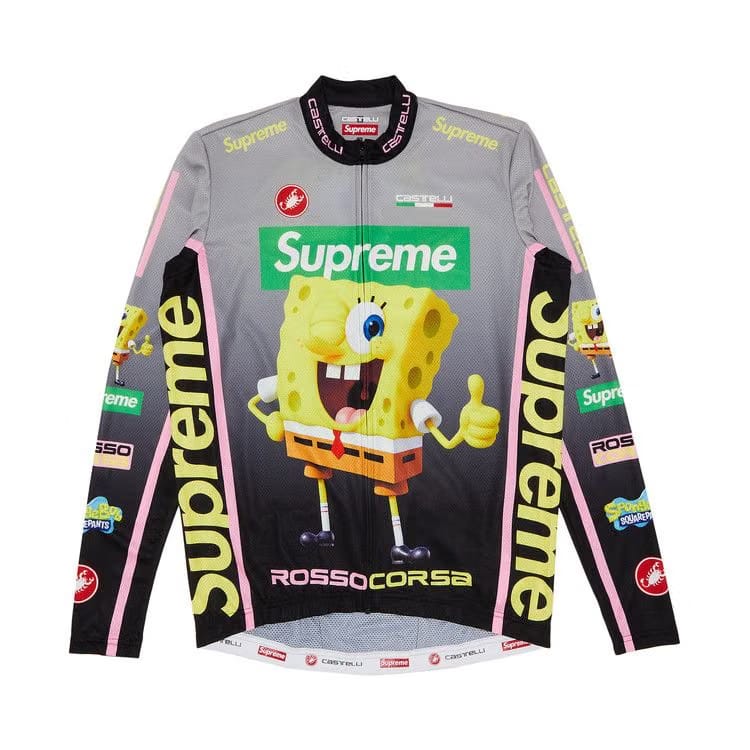 Supreme x Spongebob Squarepants x Castelli Long-Sleeve Cycling Jersey Black