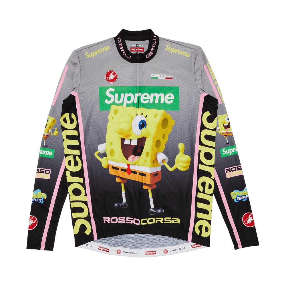 Supreme x Spongebob Squarepants x Castelli Long-Sleeve Cycling Jersey Black