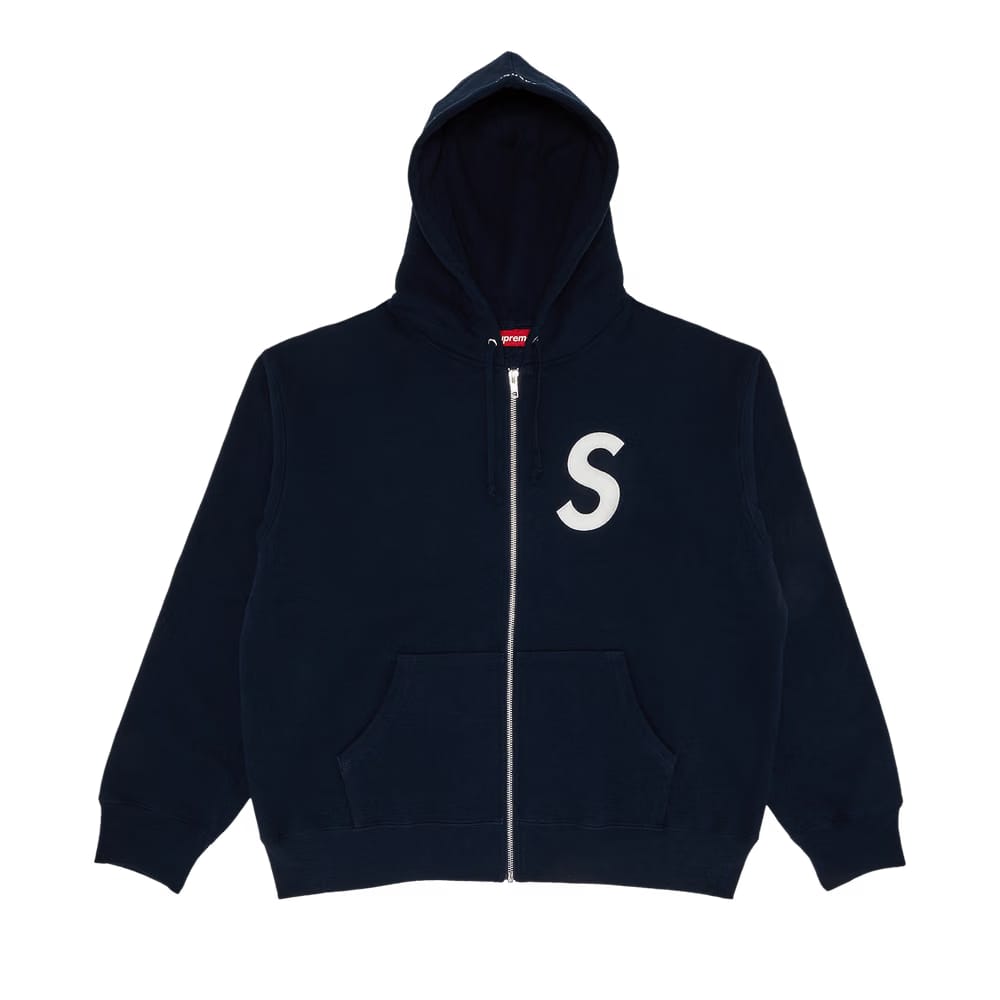 Supreme S Logo Zip Up Hoodie Navy