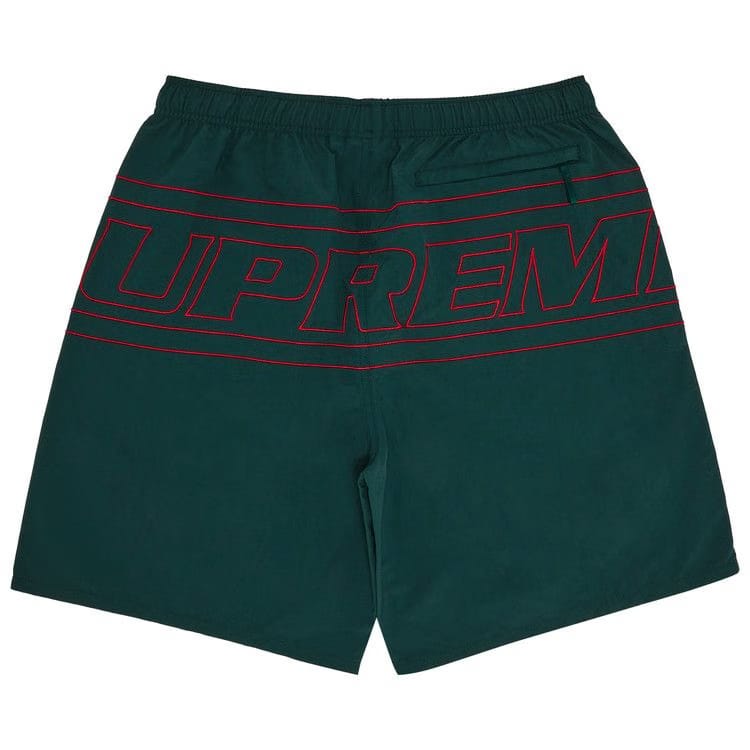 Supreme Big Logo Nylon Shorts Dark Green