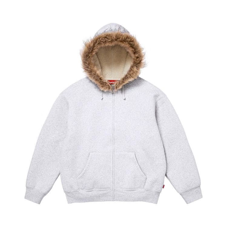 Supreme Faux Fur Zip Up Hoodie Ash Grey