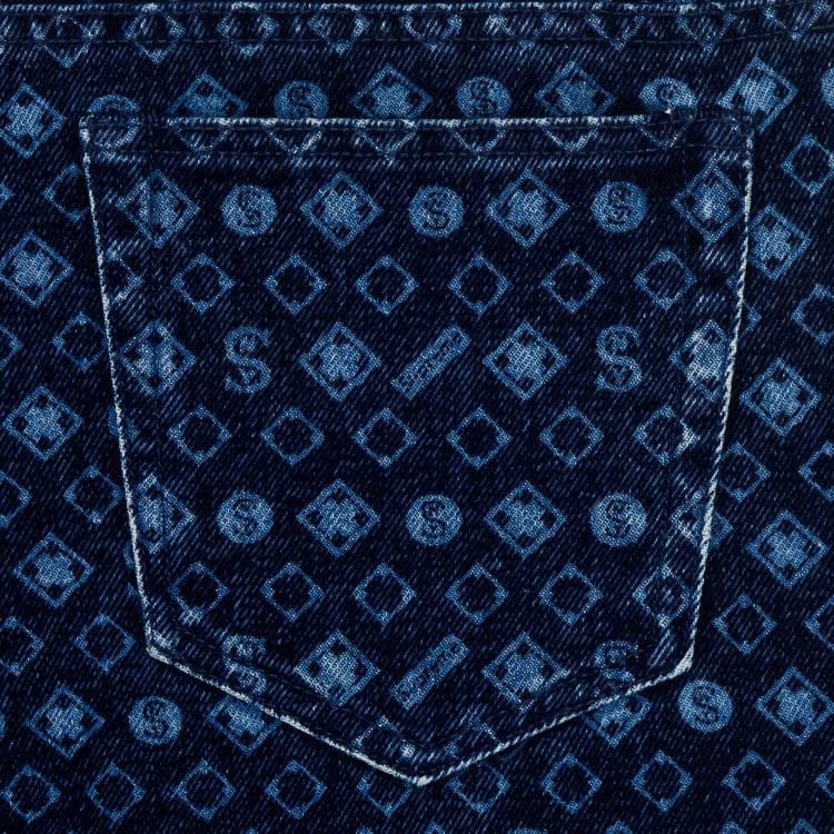 Supreme Flocked Loose Fit Jean Blue