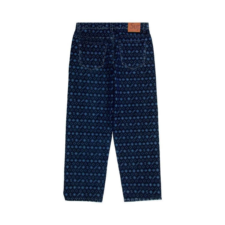 Supreme Flocked Loose Fit Jean Blue