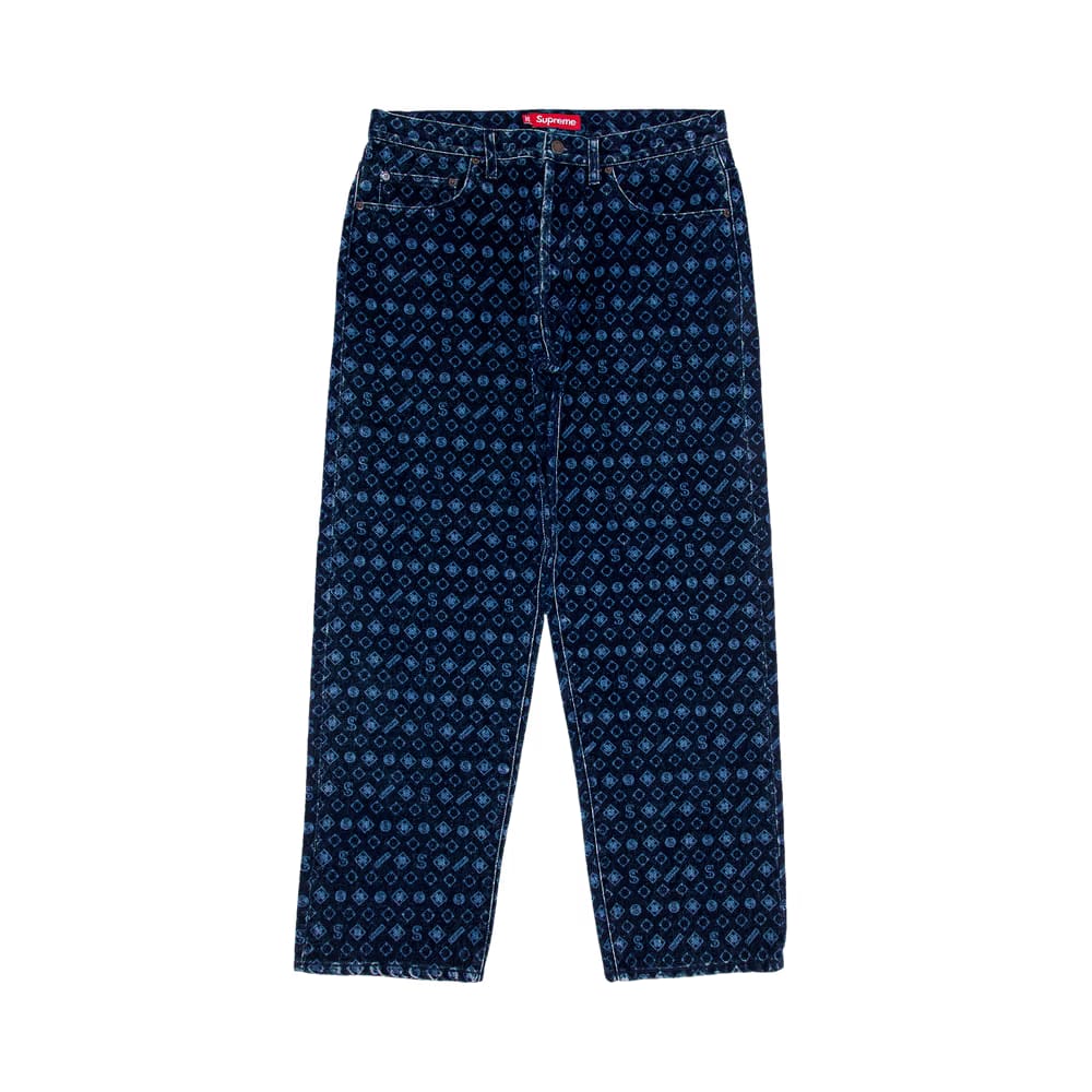 Supreme Flocked Loose Fit Jean Blue