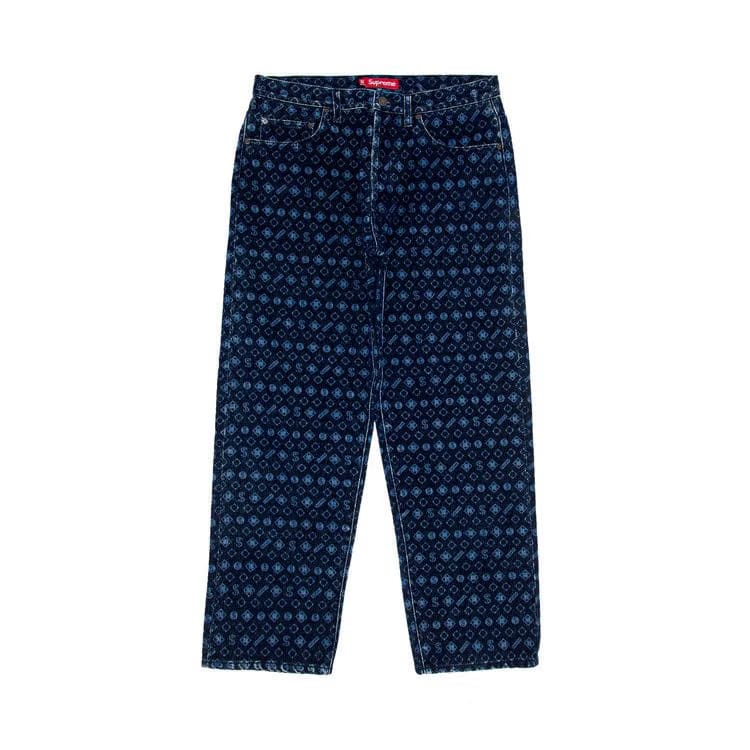 Supreme Flocked Loose Fit Jean Blue