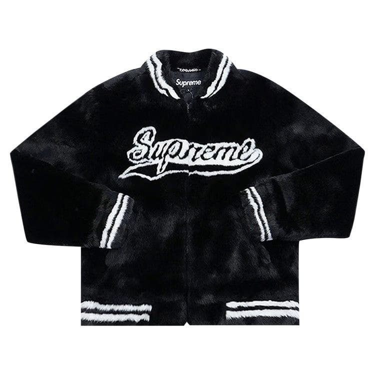 Supreme Faux Fur Varsity Jacket Black