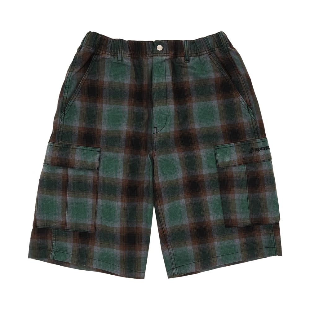 Supreme Shadow Plaid Cargo Shorts Green