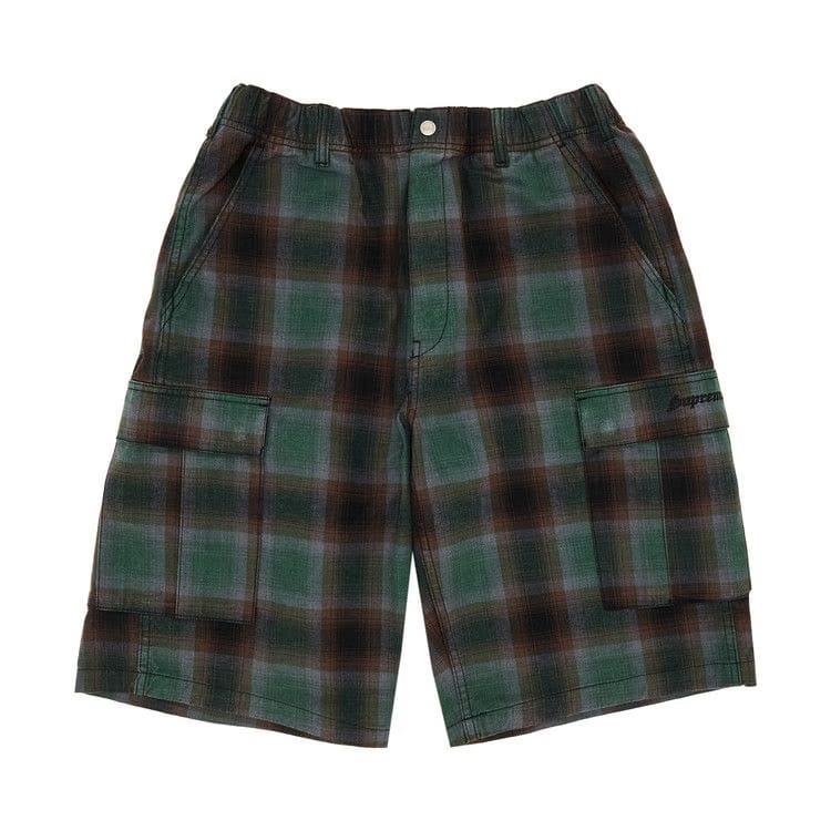 Supreme Shadow Plaid Cargo Shorts Green