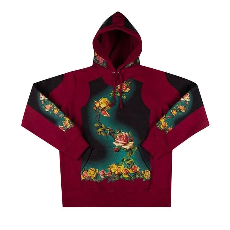 Supreme x Jean Paul Gaultier Floral Print Hoodie Cardinal