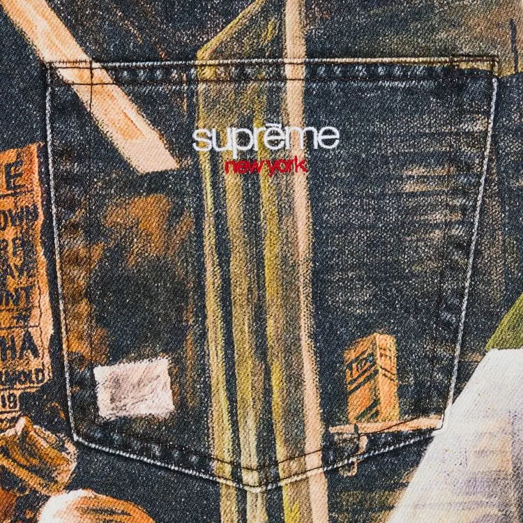 Supreme x Ernie Barnes Baggy Denim Shorts Pool Hall