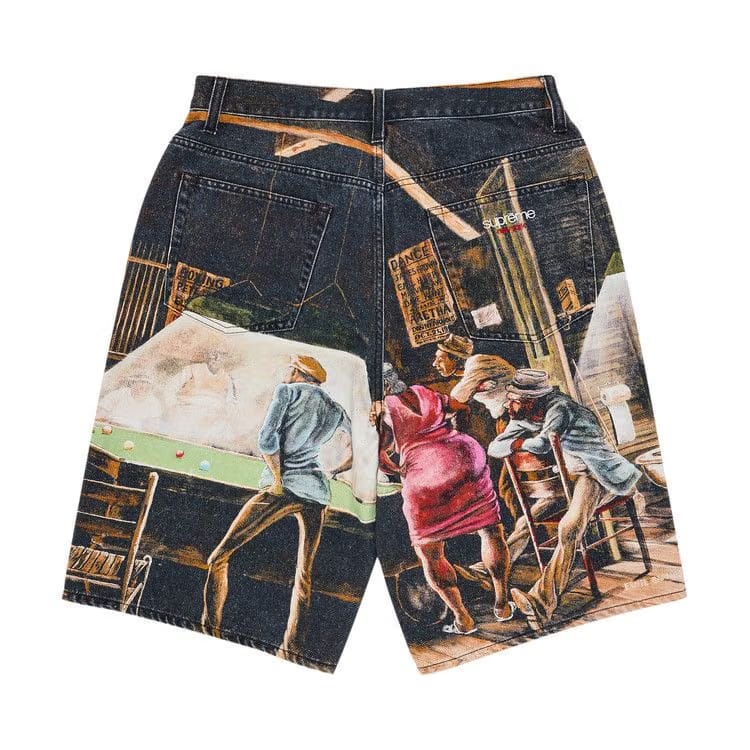 Supreme x Ernie Barnes Baggy Denim Shorts Pool Hall