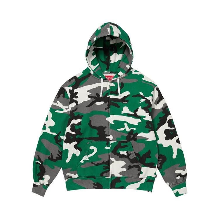 Supreme Small Box Zip Up Hoodie Green Camo