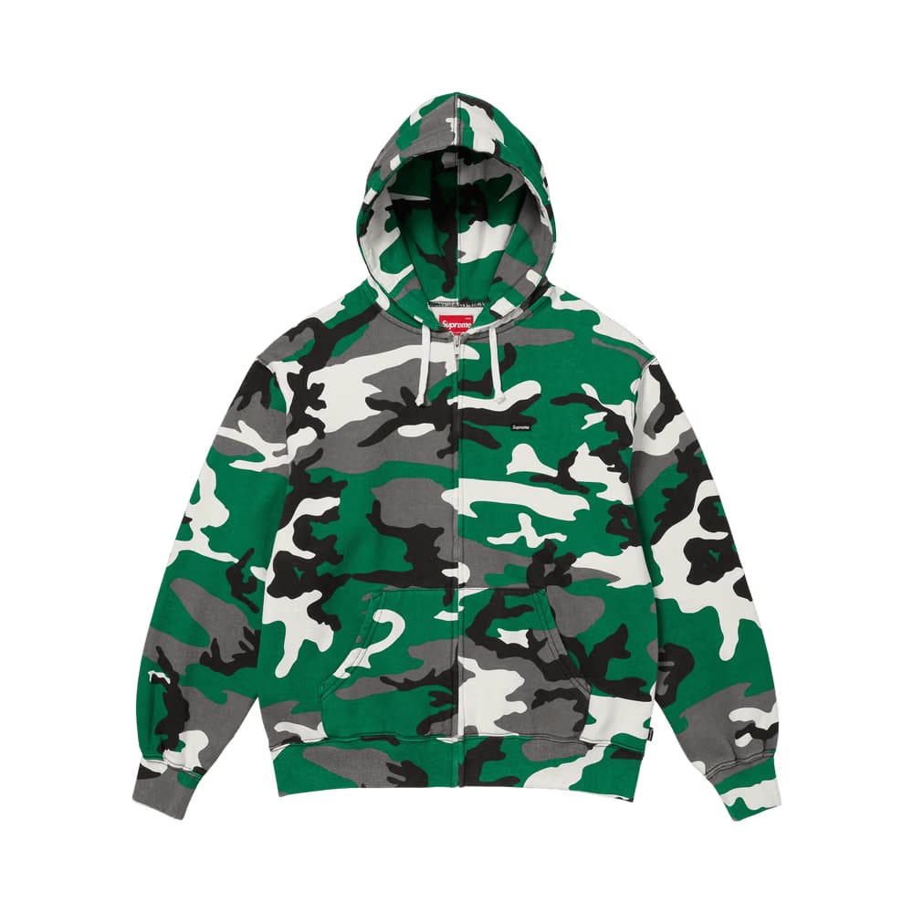 Supreme Small Box Zip Up Hoodie Green Camo
