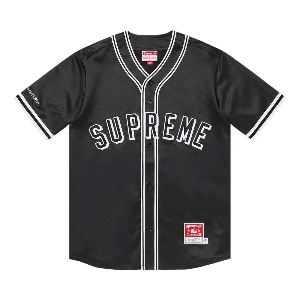 Supreme x Mitchell & Ness Stadium Satin Varsity Jacket Black