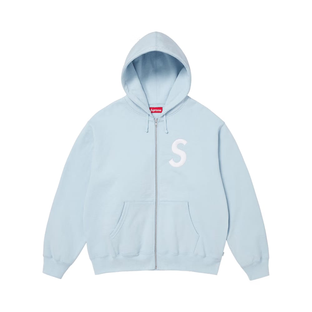 Supreme S Logo Zip Up Hoodie Light Blue