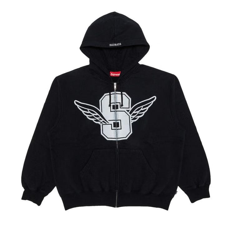 Supreme Wings Zip Up Hoodie Black