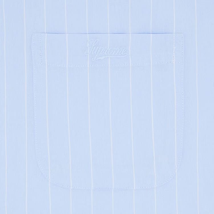 Supreme Stripe Shorts-Sleeve Pajama Shirt Light Blue