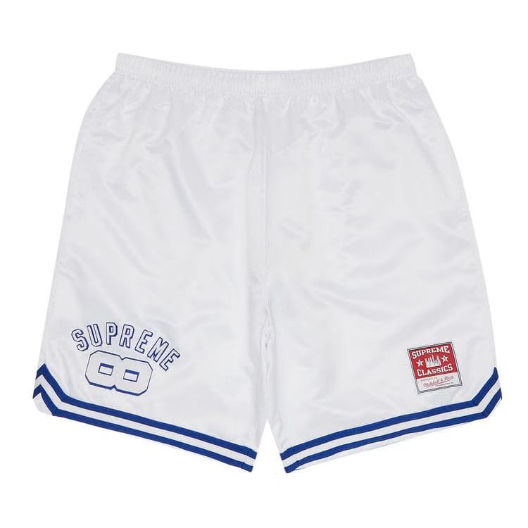 Supreme x Mitchell & Ness Satin Basketball Shorts White