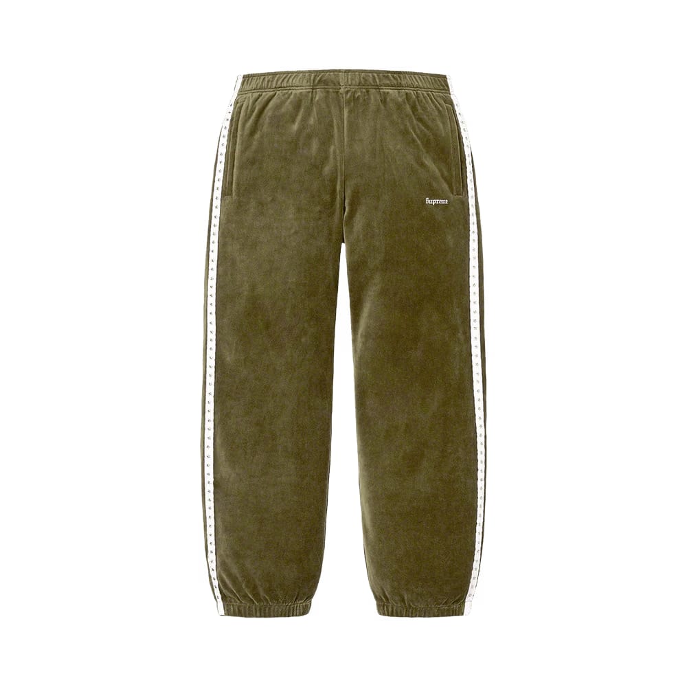 Supreme Studded Velour Track Pant Olive
