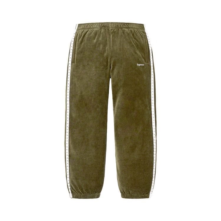 Supreme Studded Velour Track Pant Olive