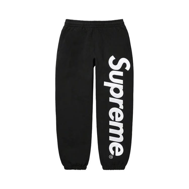 Supreme Satin Appliqué Sweatpant Black/White