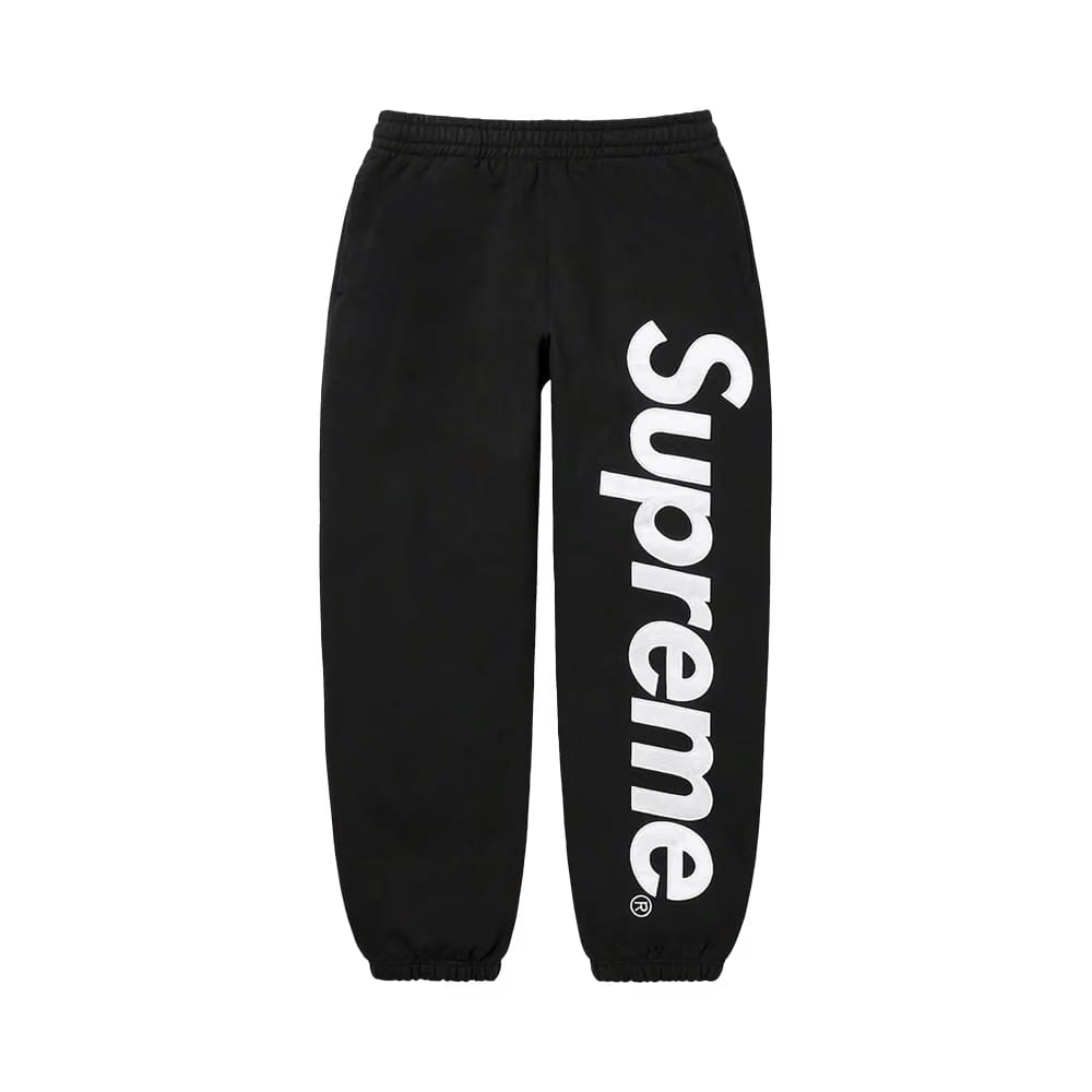 Supreme Satin Appliqué Sweatpant Black/White