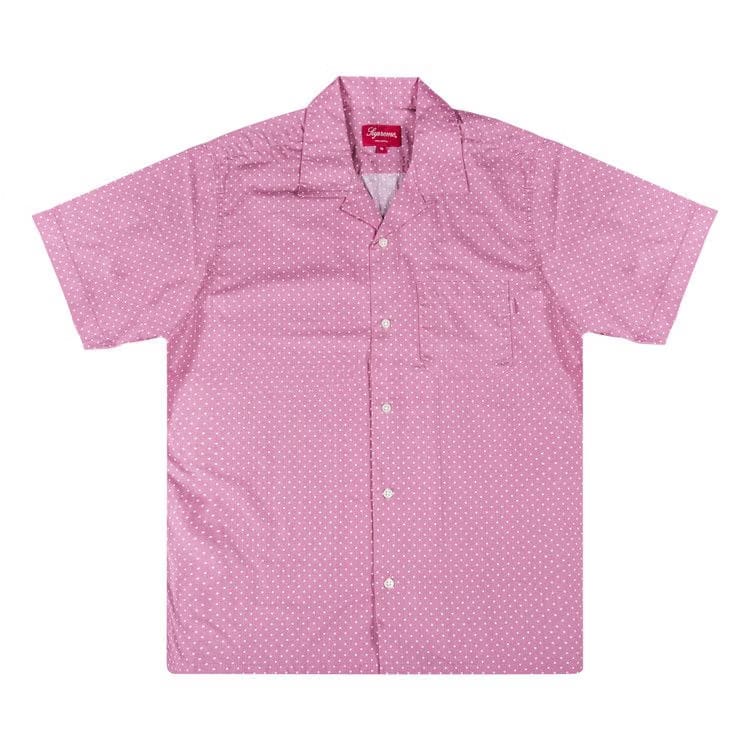 Supreme Polka Dot Shorts-Sleeve Shirt Pink