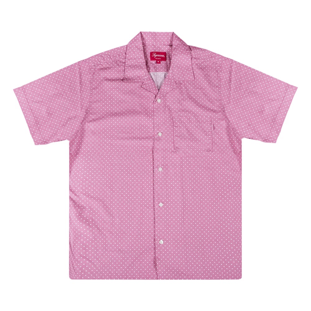 Supreme Polka Dot Shorts-Sleeve Shirt Pink