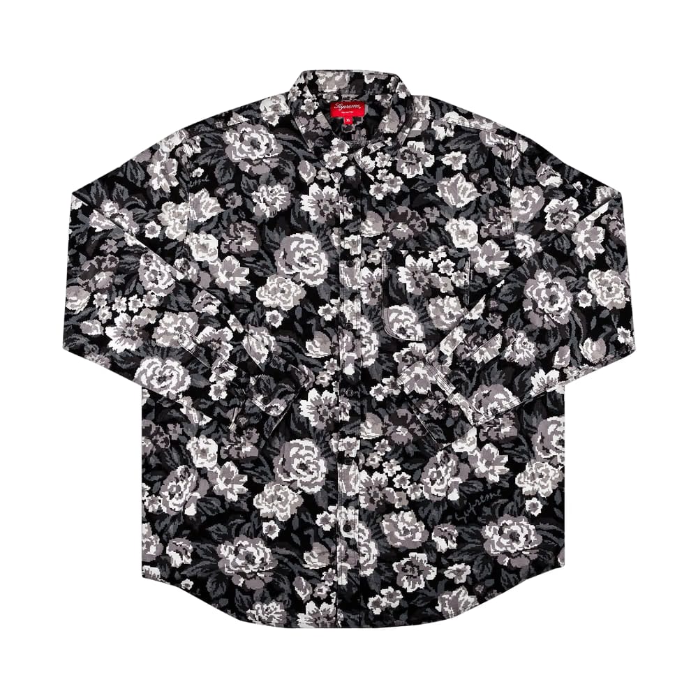 Supreme Digi Floral Corduroy Shirt Black