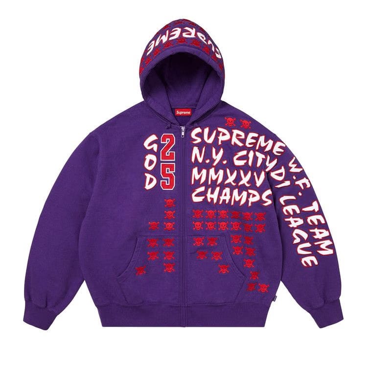 Supreme League Champs Zip Up Hoodie Purple