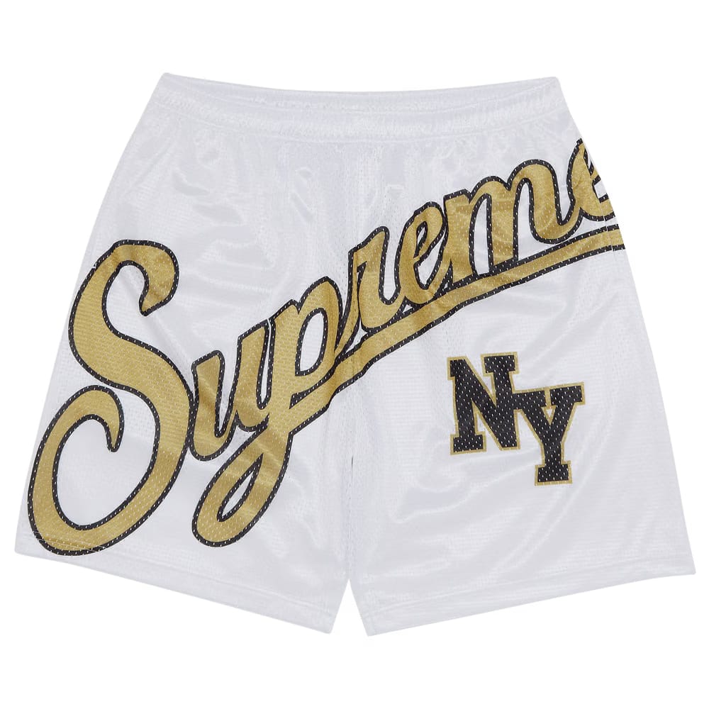 Supreme Big Script Mesh Shorts White