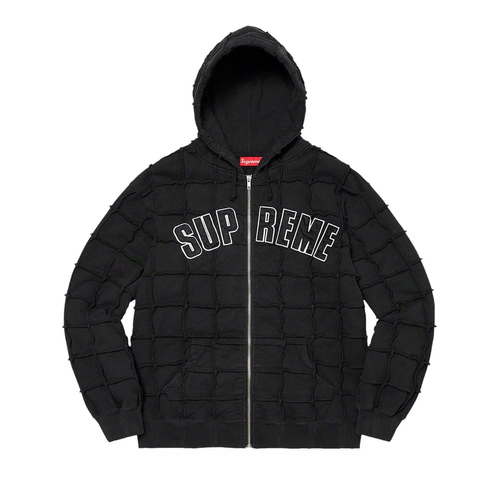 Supreme Reverse Patchwork Zip Up Hoodie Black