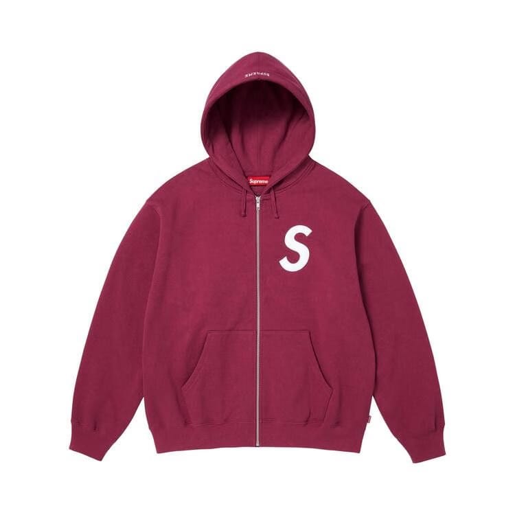 Supreme S Logo Zip Up Hoodie Raspberry