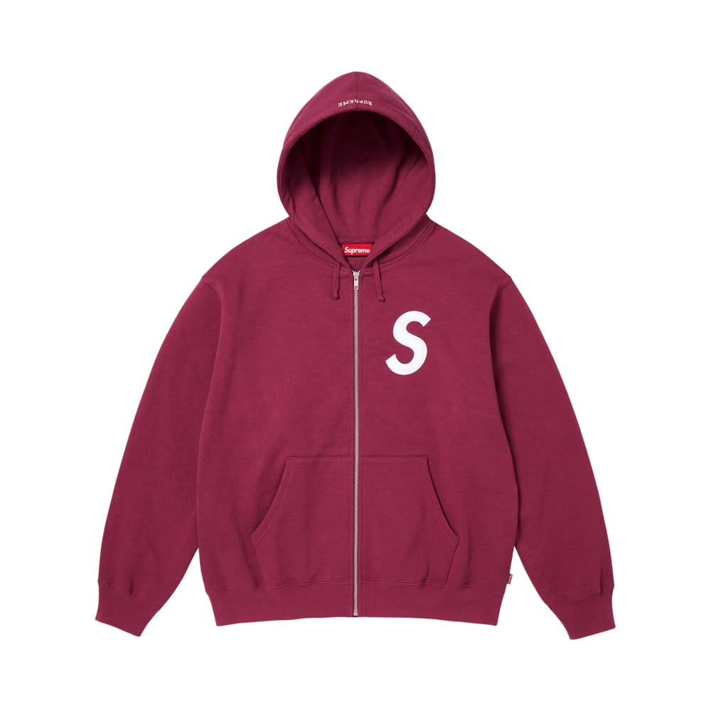 Supreme S Logo Zip Up Hoodie Raspberry
