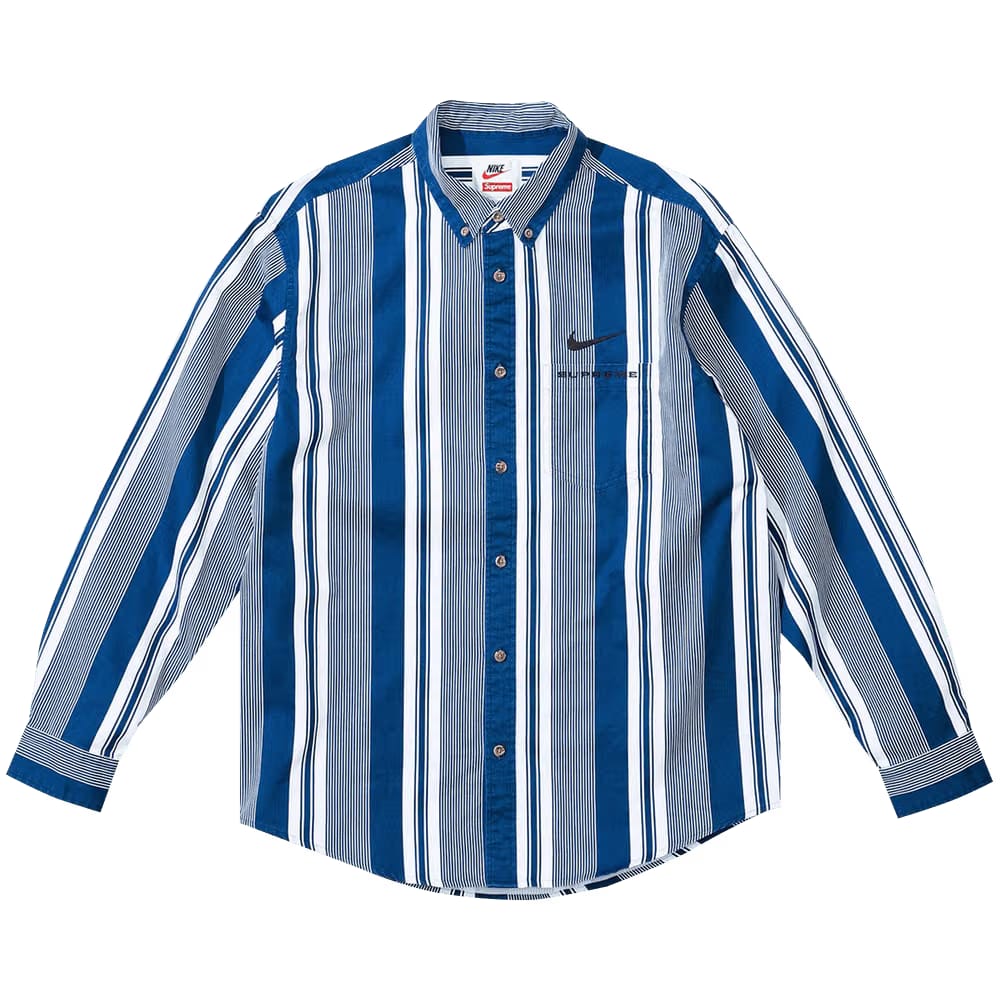Supreme x Nike Cotton Twill Shirt Blue Stripe