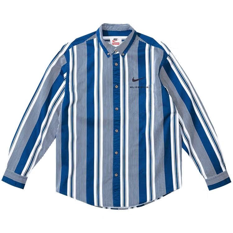 Supreme x Nike Cotton Twill Shirt Blue Stripe