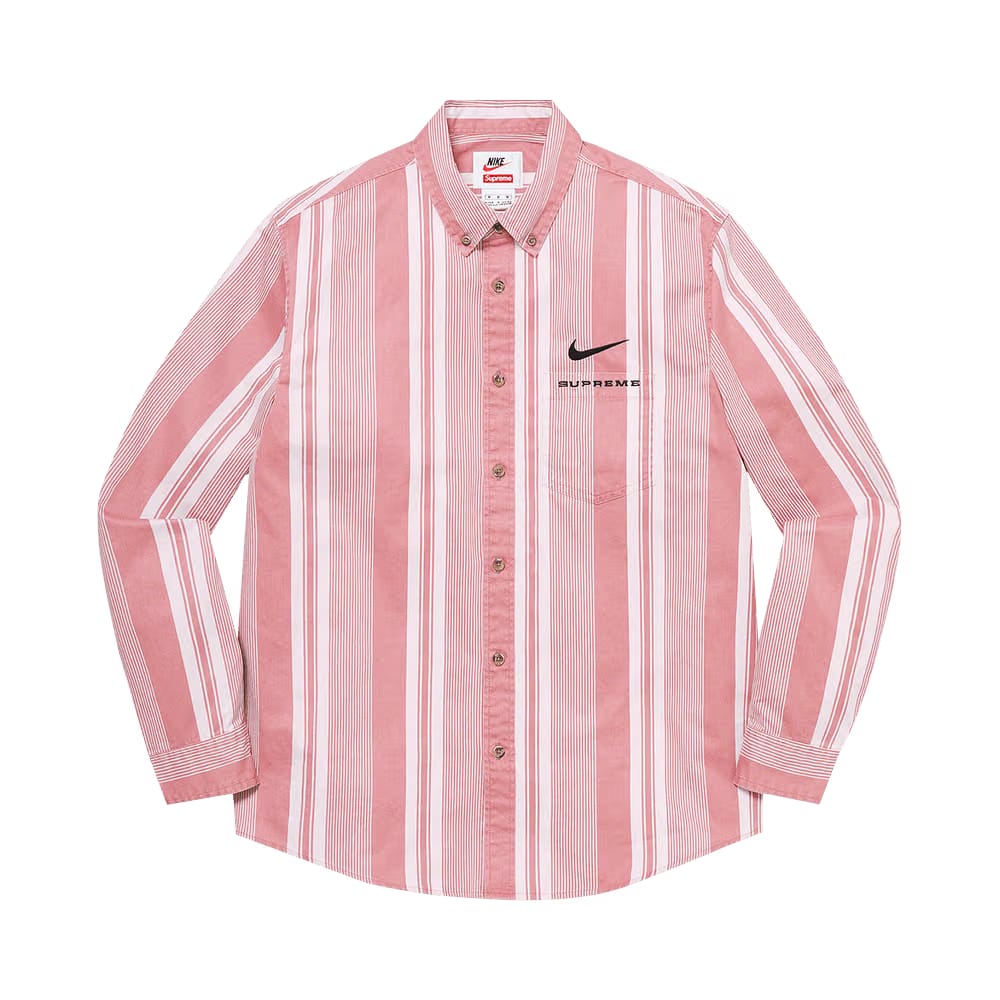 Supreme x Nike Cotton Twill Shirt Pink Stripe