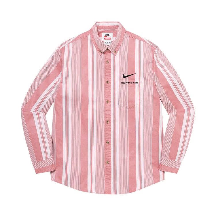 Supreme x Nike Cotton Twill Shirt Pink Stripe