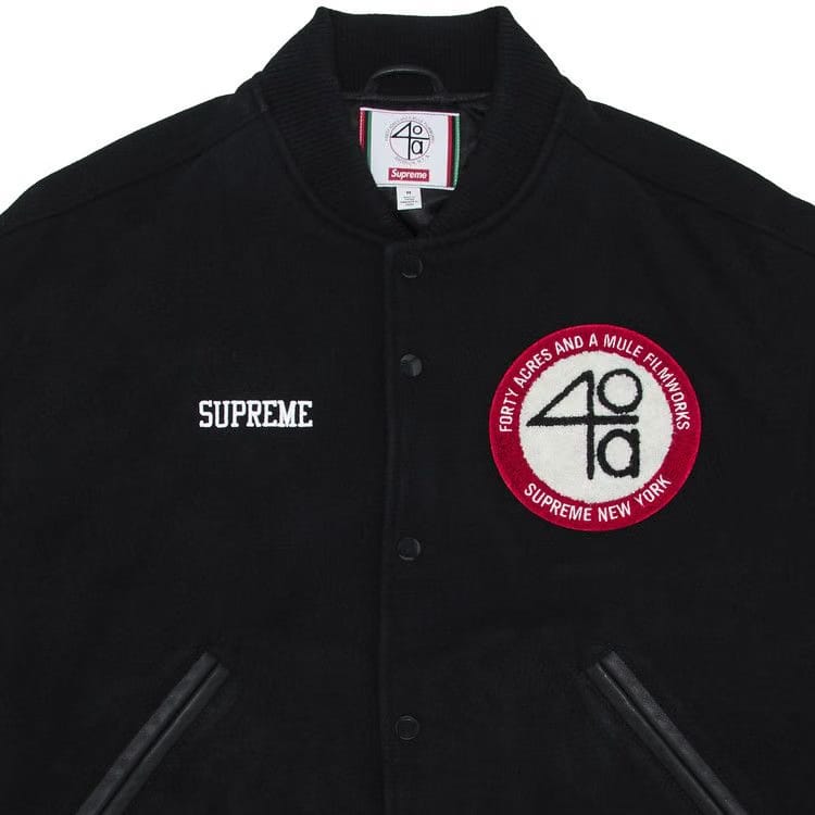 Supreme x 40 Acres Malcolm x Varsity Jacket Black