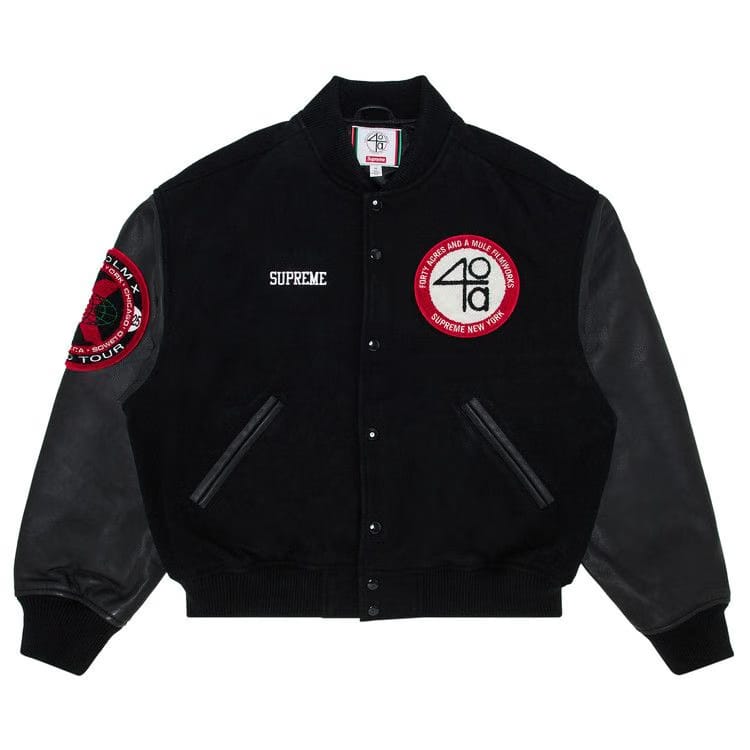 Supreme x 40 Acres Malcolm x Varsity Jacket Black