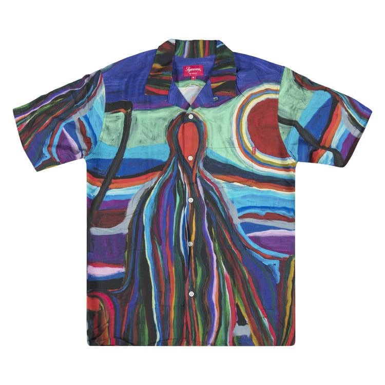 Supreme Reaper Rayon Shorts-Sleeve Shirt Blue