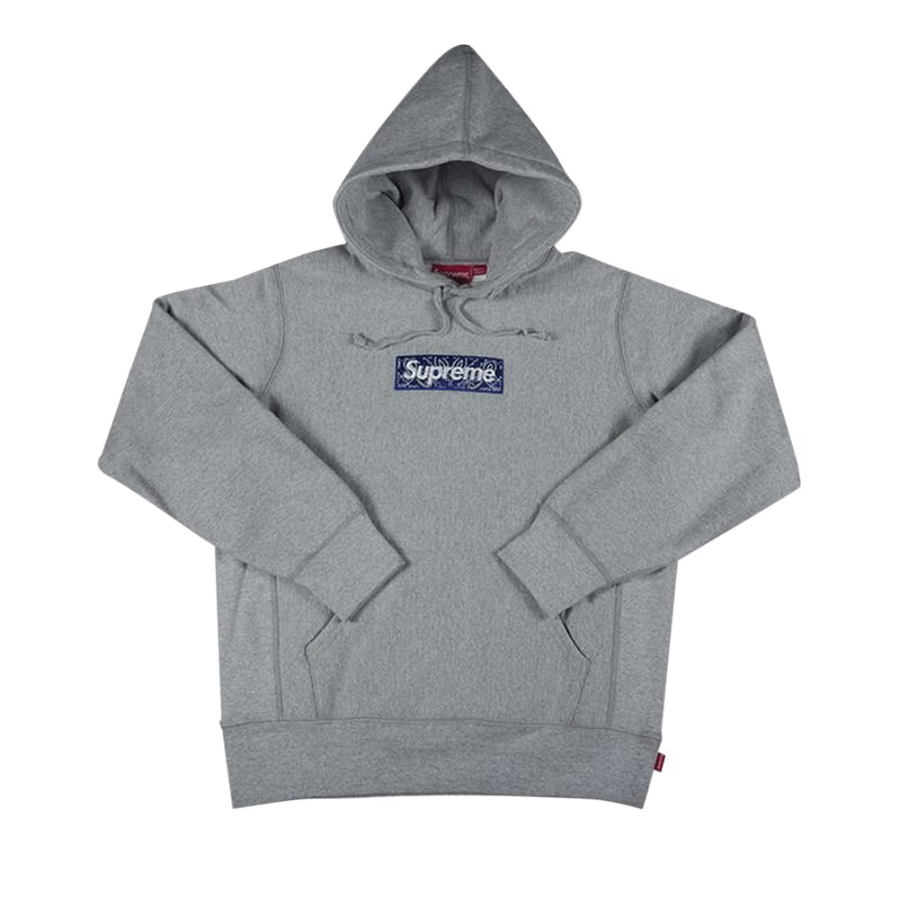 Supreme Bandana Box Logo Hoodie Heather Grey