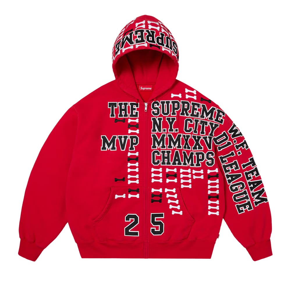 Supreme League Champs Zip Up Hoodie Red