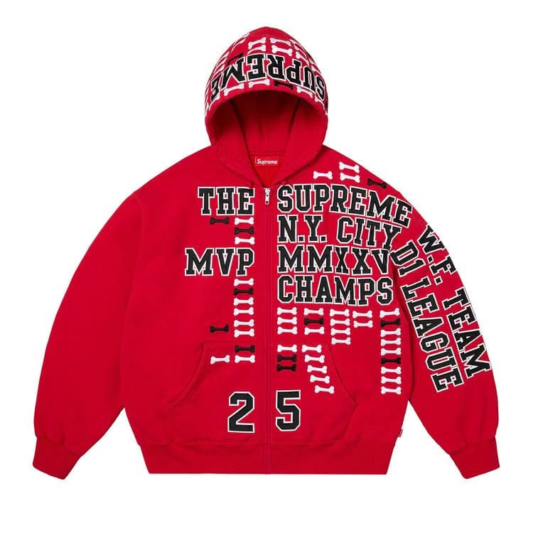 Supreme League Champs Zip Up Hoodie Red