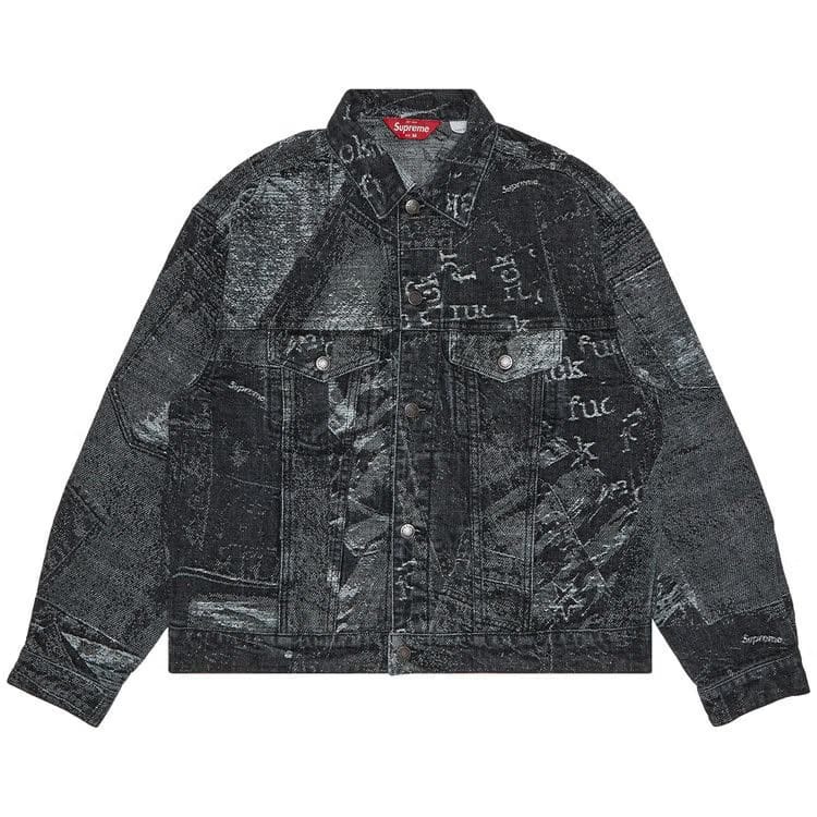 Supreme Archive Denim Jacquard Trucker Jacket Black