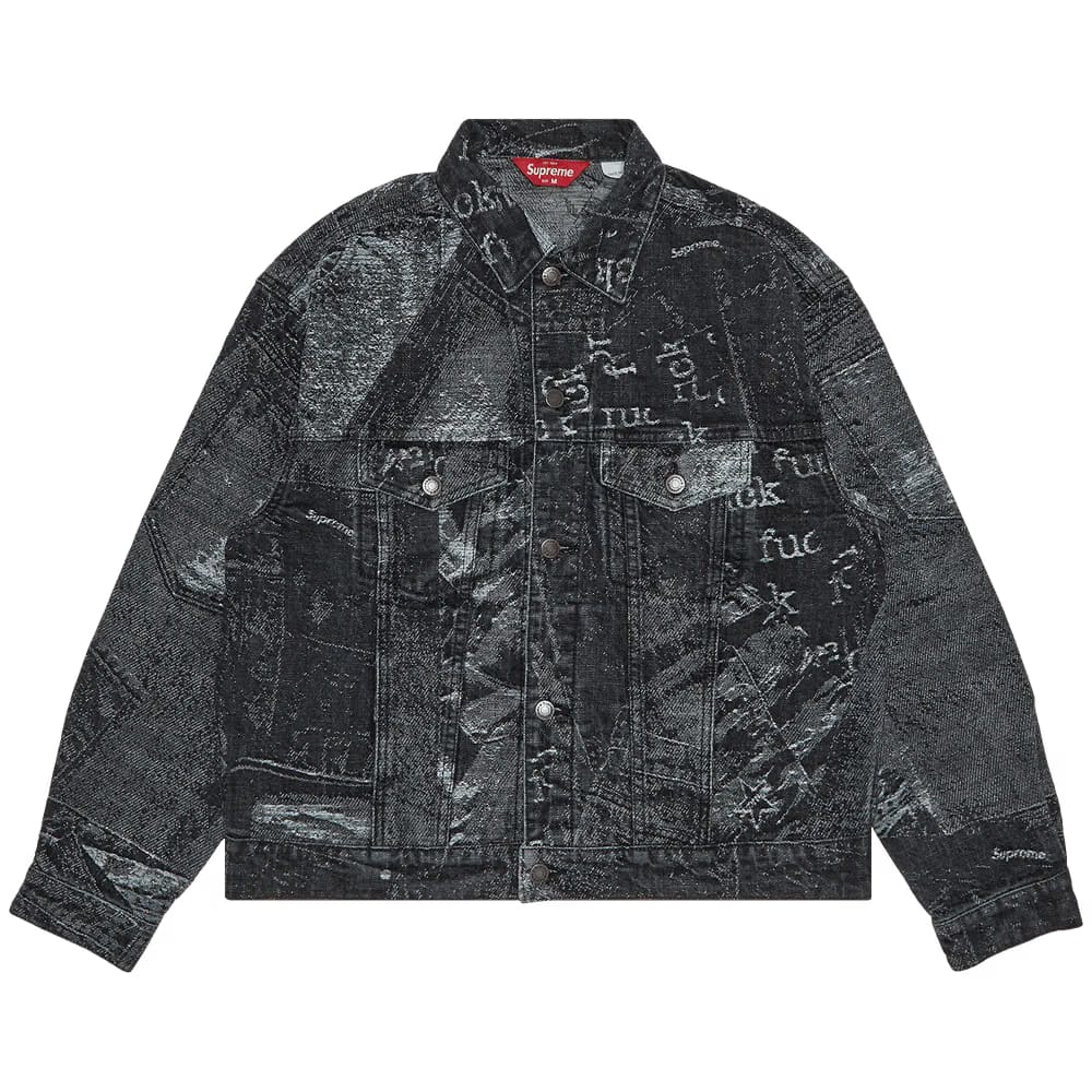 Supreme Archive Denim Jacquard Trucker Jacket Black